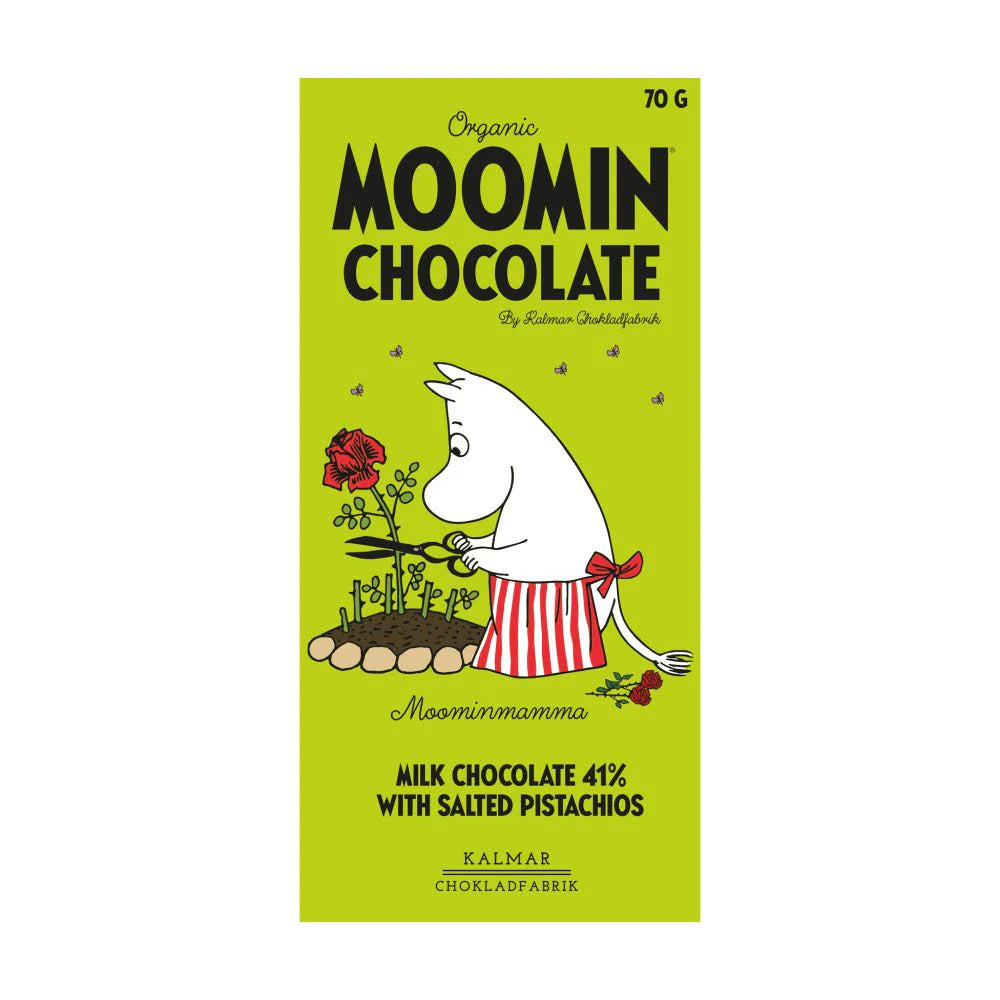 Moomimor - mjölkchoklad med saltade pistagenötter