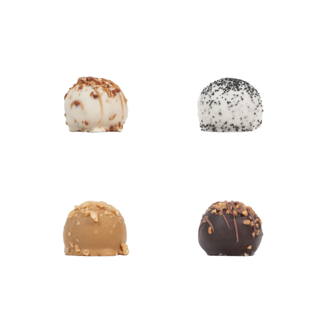 Tryffellåda 4 st. - Cappuccino, lakrits, dulce, saltkola